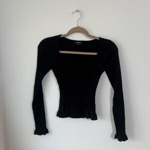 The Work Shop Black Ribbed Top